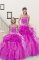 Pick Ups Floor Length Ball Gowns Sleeveless Fuchsia Sweet 16 Dresses Lace Up