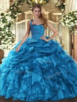 Sleeveless Ruffles and Pick Ups Lace Up Sweet 16 Dress