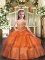 Orange Ball Gowns Ruffled Layers Winning Pageant Gowns Lace Up Organza Sleeveless Floor Length