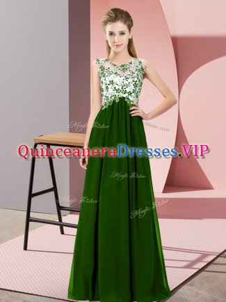 Fashion Sleeveless Zipper Floor Length Beading and Appliques Damas Dress