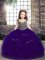 Best Purple Tulle Lace Up Straps Sleeveless Floor Length Kids Pageant Dress Beading