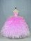Exceptional Sweetheart Sleeveless Ball Gown Prom Dress Floor Length Beading and Ruffles Multi-color Organza
