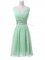 V-neck Sleeveless Chiffon Court Dresses for Sweet 16 Beading and Ruching Zipper