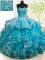 With Train Teal Quinceanera Gowns Sweetheart Sleeveless Brush Train Lace Up