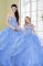 Beautiful Ball Gowns Vestidos de Quinceanera Light Blue Sweetheart Organza Sleeveless Floor Length Lace Up