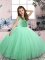 Mini Length Lace Up Custom Made Pageant Dress Apple Green for Party and Wedding Party with Beading