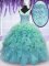 Blue Sleeveless Beading and Embroidery and Ruffles Floor Length Quinceanera Gown
