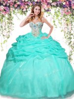 Organza Sleeveless Floor Length Vestidos de Quinceanera and Beading and Pick Ups
