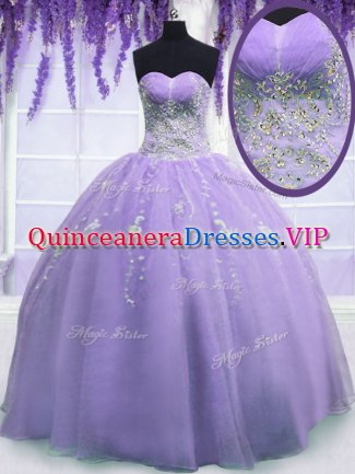 Organza Sleeveless Floor Length Quinceanera Gown and Beading