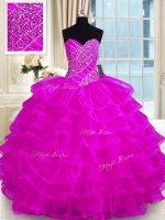 Stylish Sleeveless Beading and Ruffled Layers Lace Up 15 Quinceanera Dress