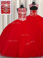 Eye-catching Tulle Scoop Sleeveless Lace Up Beading Sweet 16 Dress in Red(SKU PSSW0612-4BIZ)