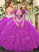 Custom Made Organza Sleeveless Floor Length Quinceanera Gowns and Beading and Ruffles(SKU SJQDDT1288002BIZ)