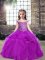 Unique Purple Ball Gowns Off The Shoulder Sleeveless Tulle Floor Length Lace Up Beading and Ruffles Child Pageant Dress