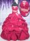 Suitable Taffeta Strapless Long Sleeves Lace Up Appliques and Pick Ups Quinceanera Gowns in Hot Pink