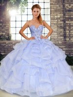 Discount Lavender Lace Up Sweetheart Beading and Ruffles Sweet 16 Dresses Tulle Sleeveless