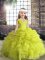 Yellow Green Sleeveless Organza Lace Up Child Pageant Dress for Party and Wedding Party