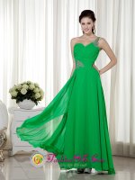 Daytona Beach FLAnkle-length Chiffon Green Beading Quinceanera Dama Dress Empire One Shoulder