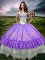 Fantastic Lavender Lace Up Off The Shoulder Beading and Embroidery and Ruffled Layers Quinceanera Dresses Taffeta Sleeveless