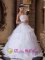 Gloucester Massachusetts/MA Pretty White Quinceanera Dress With Strapless Appliques Decorate Floor length Pick-ups Ball Gown