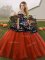 Rust Red Sweet 16 Quinceanera Dress Military Ball and Sweet 16 and Quinceanera with Embroidery Off The Shoulder Sleeveless Lace Up