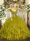 Olive Green Quinceanera Dress Military Ball and Sweet 16 and Quinceanera with Beading and Ruffles Sweetheart Sleeveless Lace Up