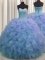 Sexy Blue Vestidos de Quinceanera Military Ball and Sweet 16 and Quinceanera with Beading and Ruffles Sweetheart Sleeveless Lace Up
