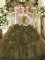 Organza Sweetheart Sleeveless Lace Up Beading and Ruffles 15th Birthday Dress in Olive Green