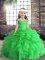 Green Ball Gowns Beading and Ruffles Child Pageant Dress Lace Up Organza Sleeveless Floor Length