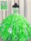 Custom Design Visible Boning Ball Gowns Sweetheart Sleeveless Organza and Sequined Floor Length Lace Up Beading and Ruffles and Sequins Ball Gown Prom Dress