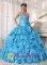 Richmond British Columbia/BC Beautiful Beading Aqua Blue Quinceanera Dress Sweetheart Floor-length Organza and Taffeta Ball Gown