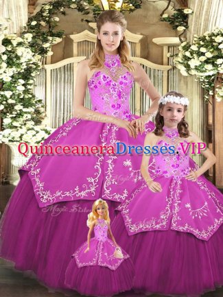 Most Popular Sleeveless Lace Up Floor Length Embroidery 15 Quinceanera Dress
