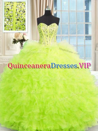Sweet Tulle Sleeveless Floor Length Vestidos de Quinceanera and Beading and Ruffles