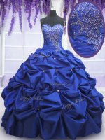 Stylish Taffeta Sleeveless Floor Length Quince Ball Gowns and Beading and Pick Ups(SKU PSSW0107BIZ)