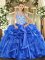 Fantastic Sleeveless Lace Up Floor Length Beading and Ruffles Sweet 16 Dress