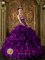 Pretty Eggplant Purple Appliques and Ruffles Decorate Bodice Quinceanera Dress For in Spring Hill FL Strapless Organza Ball Gown