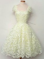 Fashion Cap Sleeves Lace Up Knee Length Lace Court Dresses for Sweet 16(SKU SWBD161-6BIZ)