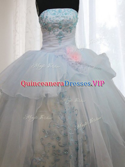 Sleeveless Appliques and Hand Made Flower Lace Up Sweet 16 Dress - Click Image to Close