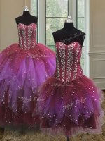 Three Piece Tulle Sweetheart Sleeveless Lace Up Beading Ball Gown Prom Dress in Multi-color(SKU PSSW055KC002-5BIZ)