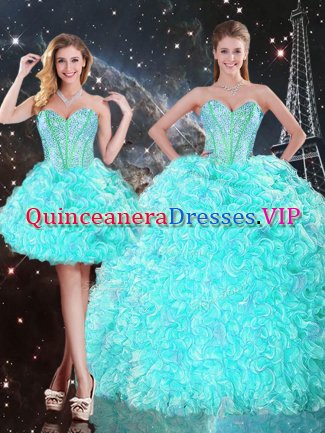 Exceptional Sleeveless Lace Up Floor Length Beading and Ruffles Vestidos de Quinceanera