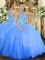 Amazing Sleeveless Lace Up Floor Length Embroidery Vestidos de Quinceanera