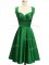 High Class Empire Dama Dress for Quinceanera Dark Green Straps Taffeta Sleeveless Knee Length Lace Up