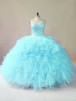 Sleeveless Lace Up Floor Length Beading and Ruffles Sweet 16 Dresses