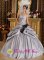 Clarksville Indiana/IN Appliques Hand Made Flower Decorate Romantic Gray Quinceanera Dress For Strapless Taffeta Ball Gown