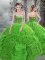 Luxury Green Sleeveless Beading and Ruffles Floor Length 15 Quinceanera Dress