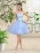 Organza Sleeveless Knee Length Quinceanera Dama Dress and Lace and Belt