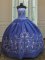 Ideal Royal Blue Lace Up Sweet 16 Dresses Embroidery Sleeveless Floor Length