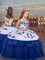 Sleeveless Tulle Floor Length Lace Up Little Girl Pageant Gowns in Blue with Embroidery