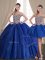 Pretty Three Piece Royal Blue Ball Gowns Tulle Sweetheart Sleeveless Beading Floor Length Lace Up Military Ball Dresses For Women