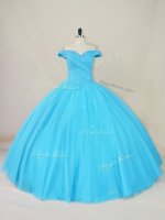 High Class Tulle Sleeveless Floor Length Quinceanera Gown and Beading