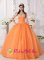 Woodland Hills California Customize Exquisite Beaded Orange Appliques Quinceanera Dress WithTaffeta and Organza Ball Gown